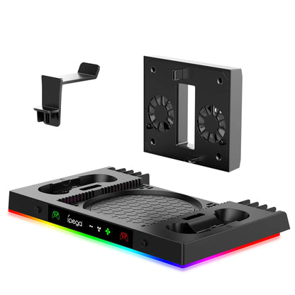 Cooling Fan Stand&Charging Station for Xbox Series X Console&Controller with 15RGB Color Light,Storage with 3-Levels Fan System