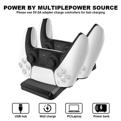 P51 Charger for PS5 Controller Station with Dual Charging Dock Fast Charging PS5 Wireless Controller Game Accessories